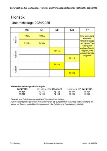 Unterrichtstage Floristik 24/25