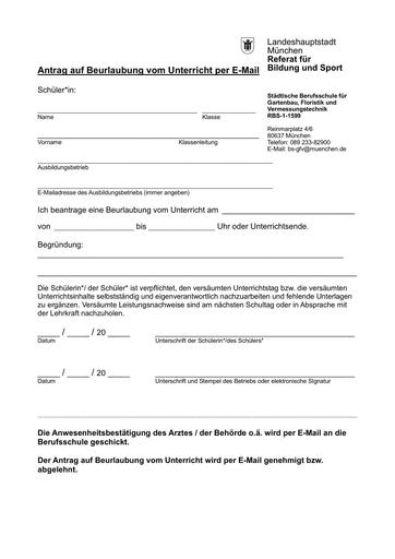 Beurlaubungsformular